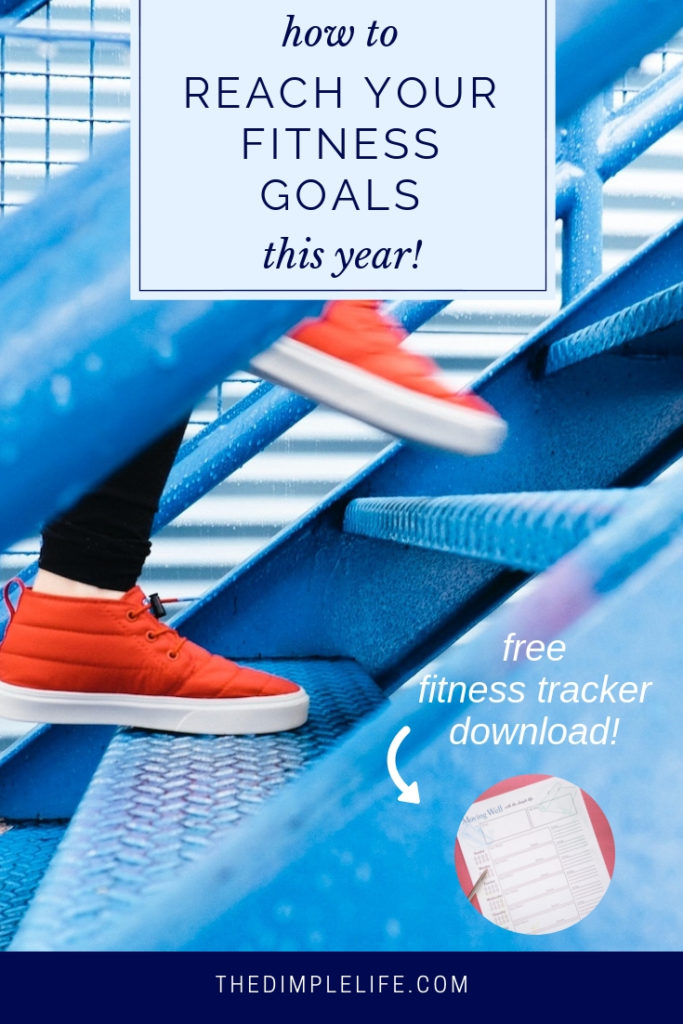 How to reach your fitness goals this year | Get my best tips for reaching your fitness goals plus a free printable exercise planner & tracker for extra exercise motivation. | #TheDimpleLife #newyeargoals #printable #fitnessprintable #fitnessgoals #exerciseplanner #fitnessmotivation #fitnesstracker #fitnessplanner