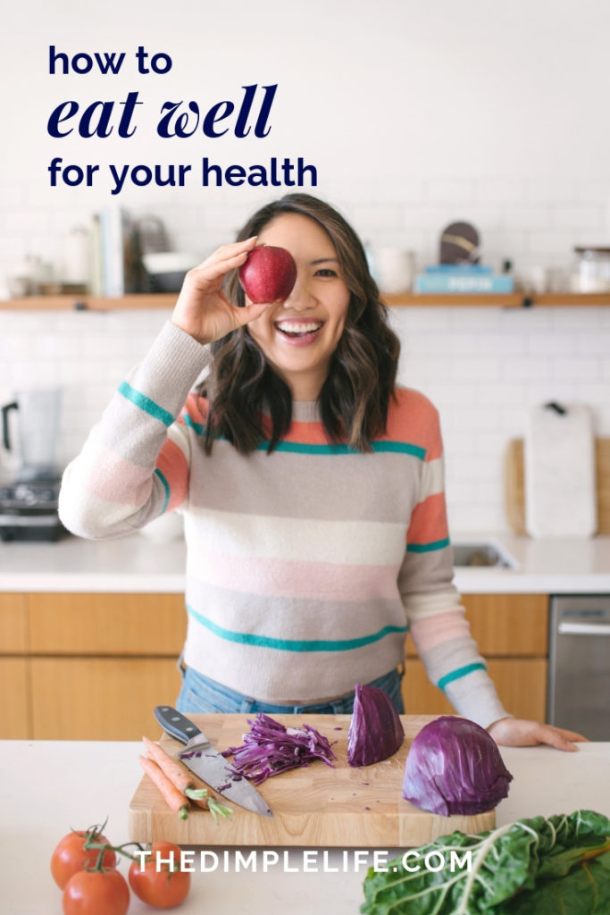 How to eat well for your health | If you’ve ever struggled with figuring out how to eat healthy, this post is for you! I’m sharing my best clean eating tips for better health and more energy, plus there’s a free printable food tracker to help you monitor your eating and stay on track. Click to get the tracker and start eating healthier today! | The Dimple Life #thedimplelife #healthyeating #healthtips #cleaneating #printable #foodtracker