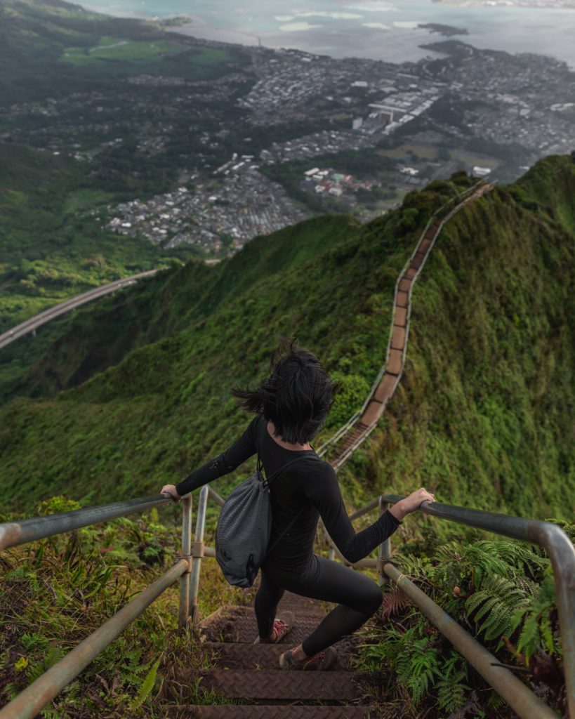 High Angle Photo of Person Going Down